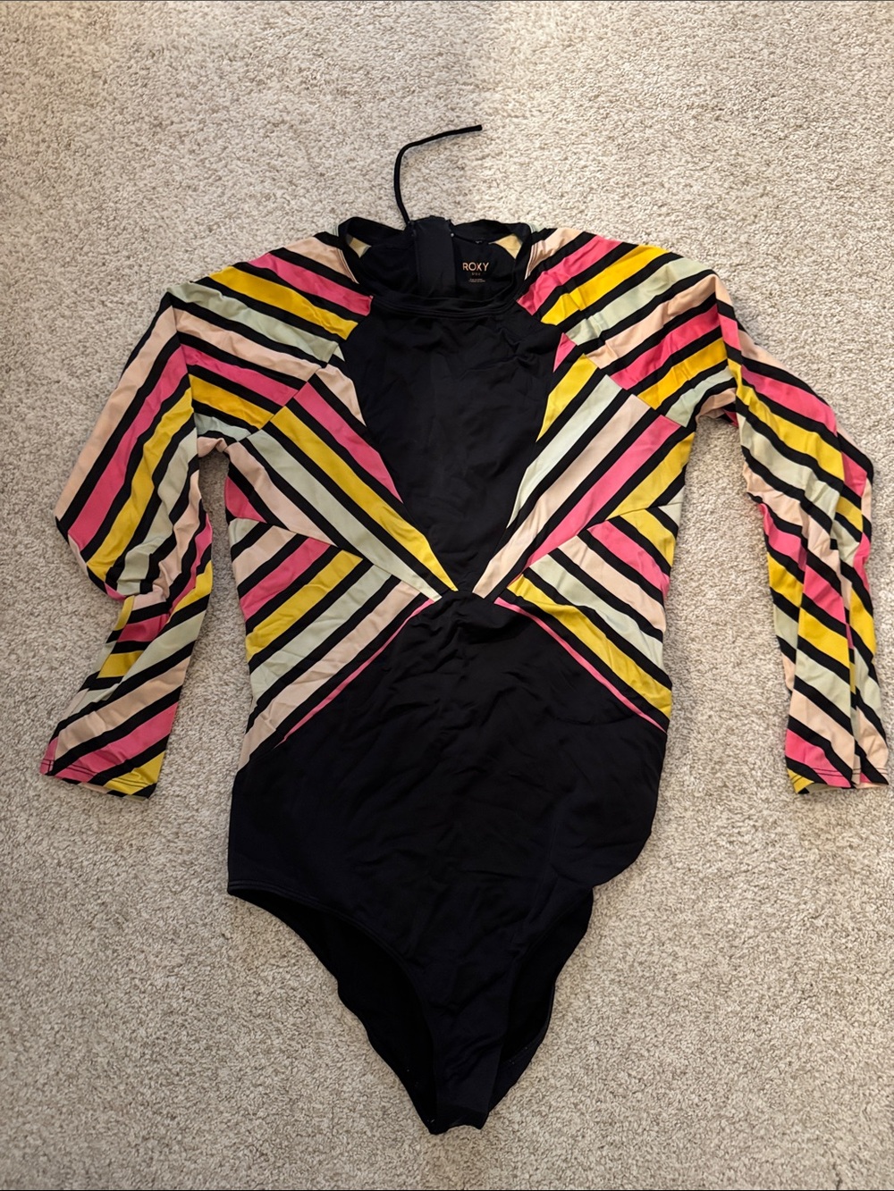 Roxy Black One-Piece Rash Guard size Large